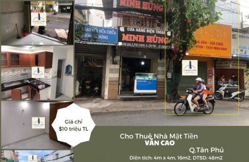 Cho thuê Nhà Mặt Tiền Văn Cao 16m2, 2Lầu,10 triệu